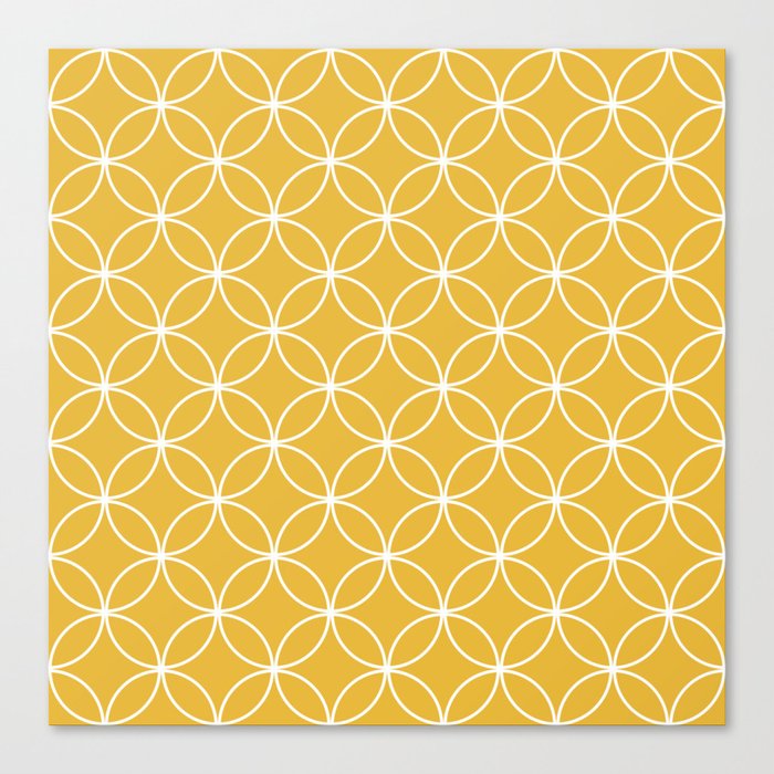 Yellow Geometric design of Crossing Circles - mustard yellow Canvas Print