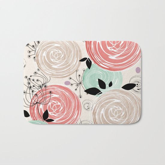 Retro . Abstract floral pattern. f Bath Mat