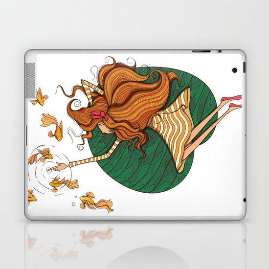 Girl and fish Laptop & iPad Skin