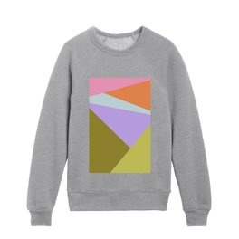 Geometric Abstraction in Purple Moss and Coral Kids Crewneck