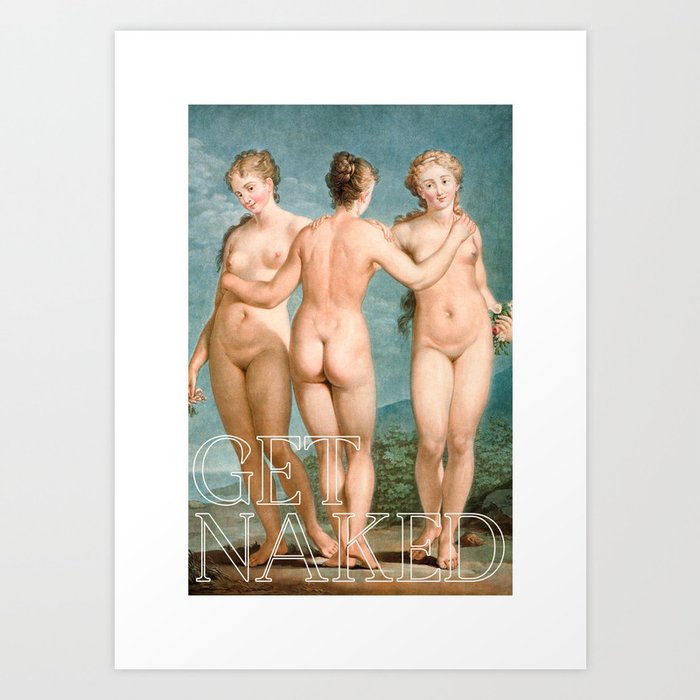 Get Naked | Funny Nude Vintage Art Typography Design Art Print