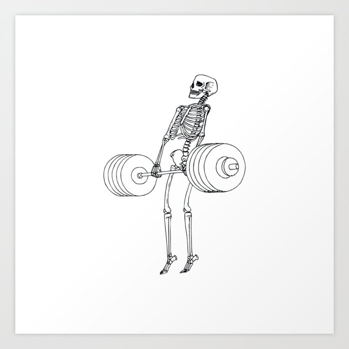 Skeleton Weightlifting Workout Art Print