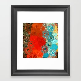 Turquoise and Red Swirls - cheerful, bright art and home decor Framed Art Print