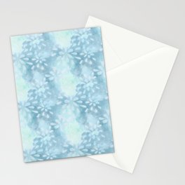 Blue Batik Leaves Pattern Stationery Card