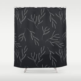 Black and white line work leaf drawing Shower Curtain