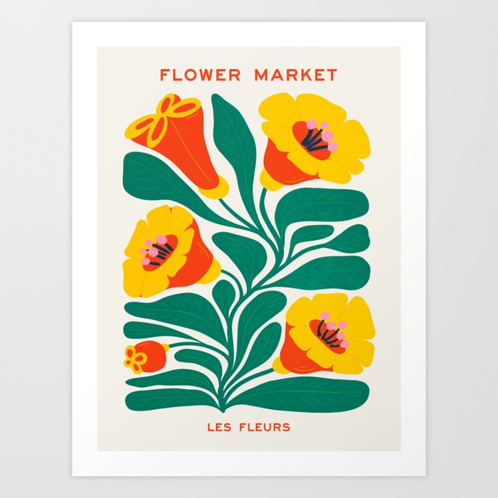 Orioles & Golden Poppy: Les Fleurs | Flower Market 04 | Spring Summer 23 Art Print
