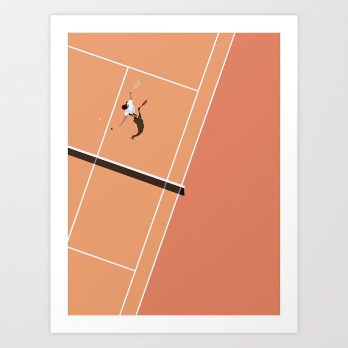 French Open Tennis Illustration Art Print by From Above Society6