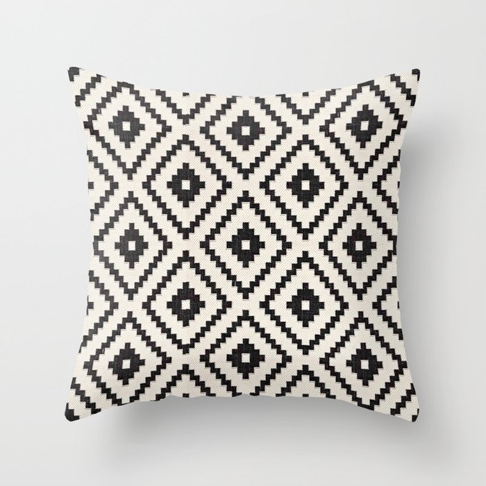 Geometric Elegance: Rustic White Moroccan Mosaic Masterpiece Throw Pillow