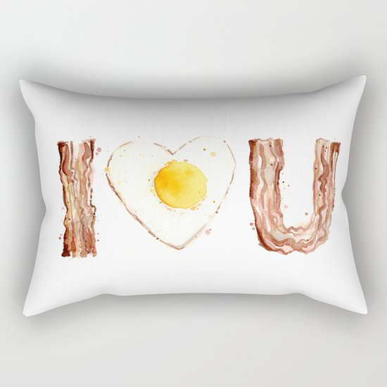 Bacon and Egg LOVE I Heart You Food Lovers Rectangular Pillow