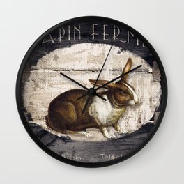 Vintage French Farm Sign Rabbit Wall Clock