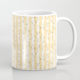 Buttercup Yellow Flower Blossoms on Butter Yellow Streaky Stripes Coffee Mug