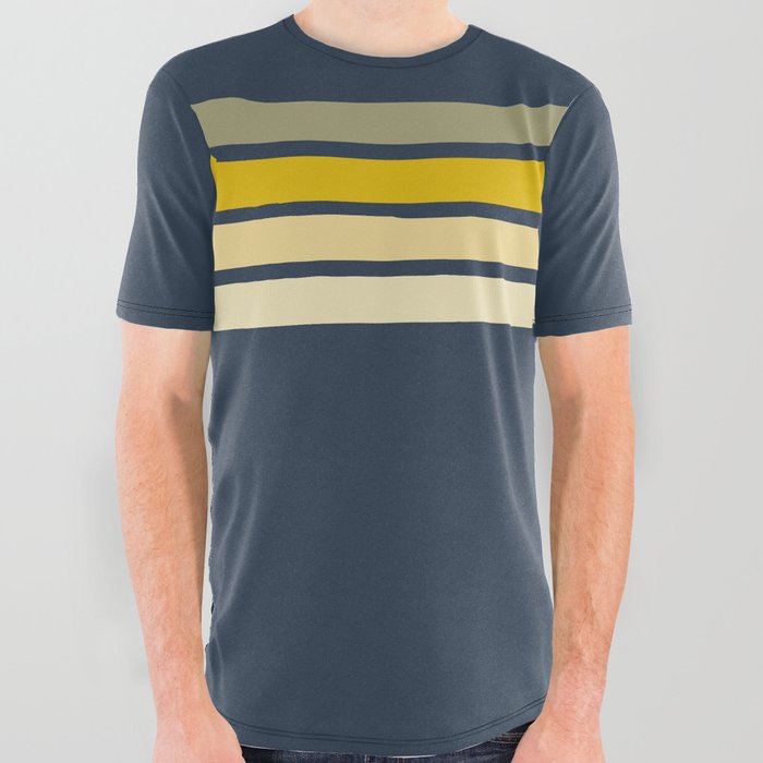 Racing Retro Stripes All Over Graphic Tee