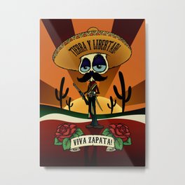 Viva Zapata! Metal Print | Freedom, Cartoon, Dead, Digital, Icon, Cactus, Skull, Hero, Land, Character 