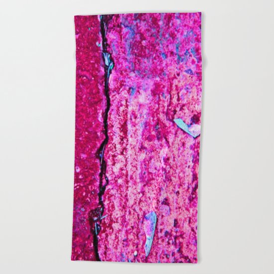 Neon Pink Road Beach Towel