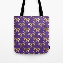 Eye of Hours Egyptian Hieroglyphic - Gold & Purple Tote Bag