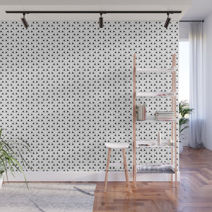 Black and White Basket Weave Shape Pattern - Graphic Design Wall Mural