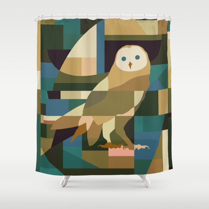 Barn Owl - Geometric Abstract Shower Curtain