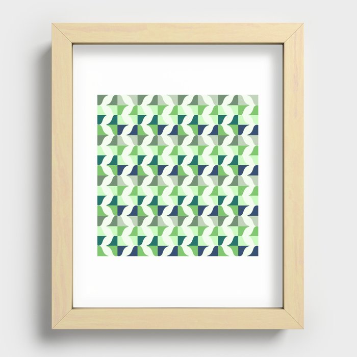 Whale Song Midcentury Modern Shapes Green Recessed Framed Print