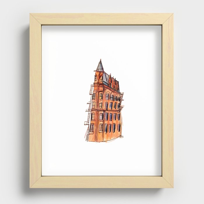 The red building Recessed Framed Print