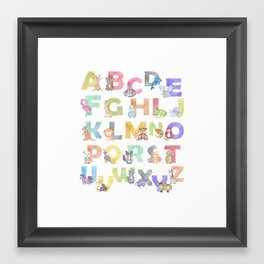 Watercolor Alphabet Animals Framed Art Print