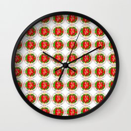 A Lot of Retro Poinsettias  Wall Clock