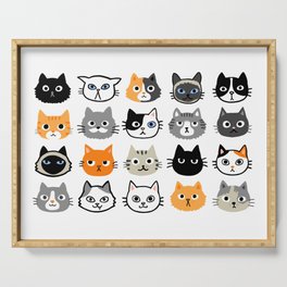 Cute Cats | Assorted Kitty Cat Faces | Fun Feline Drawings Serving Tray