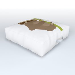 funny and cute smiling Three-toed sloth on green branch Outdoor Floor Cushion