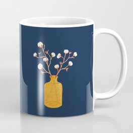 Still life - Cotton branches in a ochre vase Mug