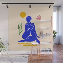 Lady in Blue on the Beach - Matisse cut-outs Wall Mural