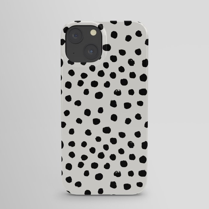 Preppy brushstroke free polka dots black and white spots dots dalmation animal spots design minimal iPhone Case