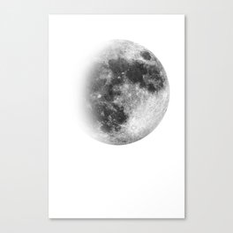 3/4 Moon | Waxing Gibbous | Watercolor Painting | Black and White | Illustration | Space Canvas Print