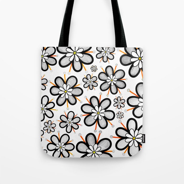 Doodle Daisy Flower Pattern 20 Tote Bag