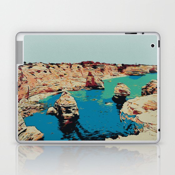 Nature landscape illustration. Algarve Portugal vintage travel Laptop & iPad Skin