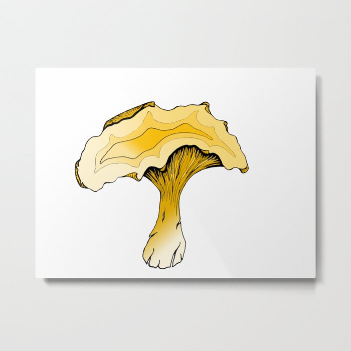 Chanterelle Mushroom, Hand drawn, Pen and Ink, Food, Nature Metal Print