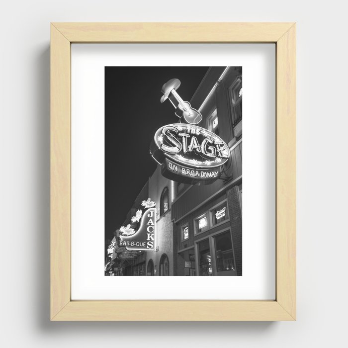 The Stage on Broadway in Black and White - Nashville Recessed Framed Print
