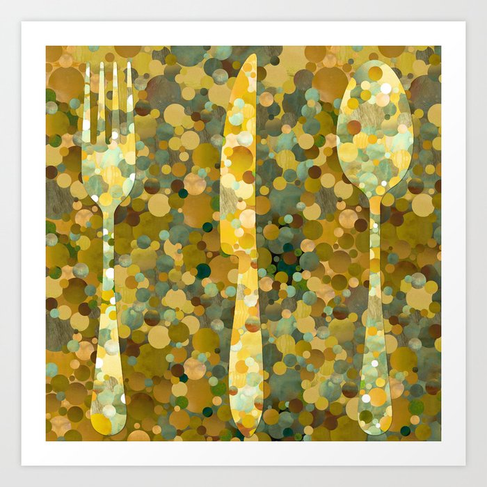 All That Glitters - Gold Flatware Kitchen Art Art Print