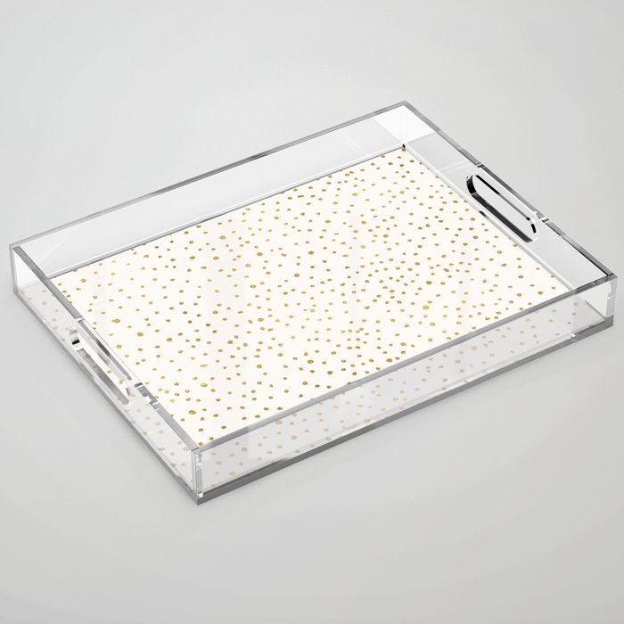 Falling Stars Metallic Gold Dot Pattern Acrylic Tray