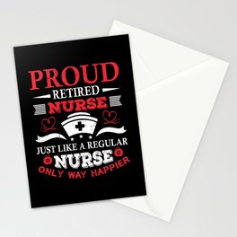 Happy Retired Nurse Funny Retro Typography Quote Stationery Card