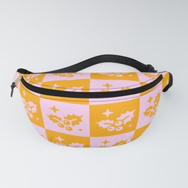 Orange and Pink Magic Checkered Holly Fanny Pack | Orange, Check Print, Retro, Pink, Pattern, Graphicdesign, Xmas, 90S, Vintage, Digital 