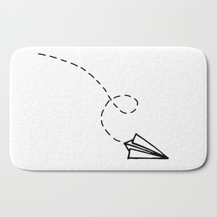 Send It Simple Paper Airplane Drawing Bath Mat By Stopthepresses Society6