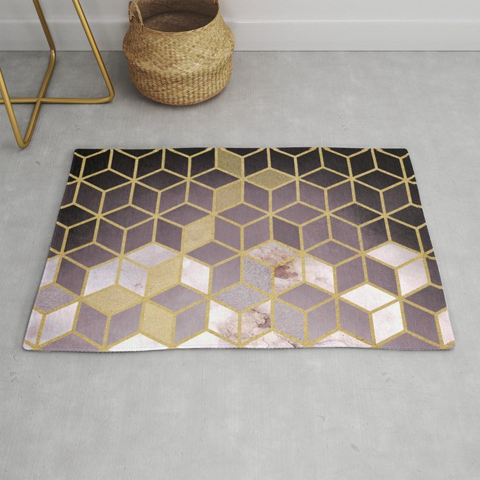 Shades Of Pink Cubes Pattern Rug