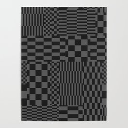 Glitchy Checkers // Grayscale Poster