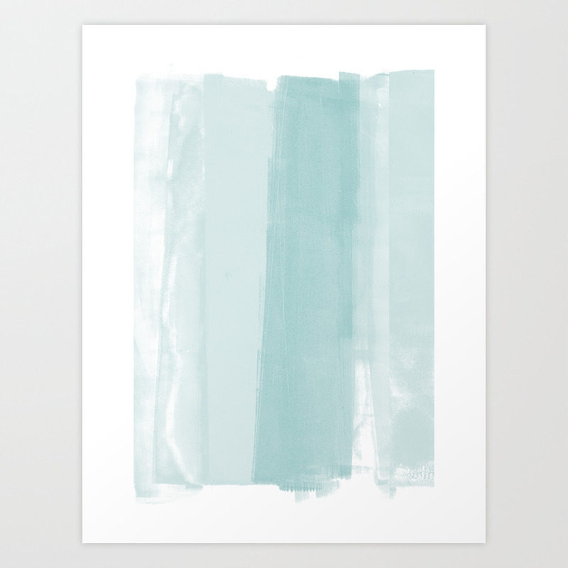 Pale Turquoise Abstract Coastal Colors Painting Art Print By