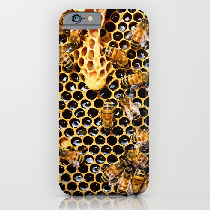 swarm of bees on honeycomb iPhone Case