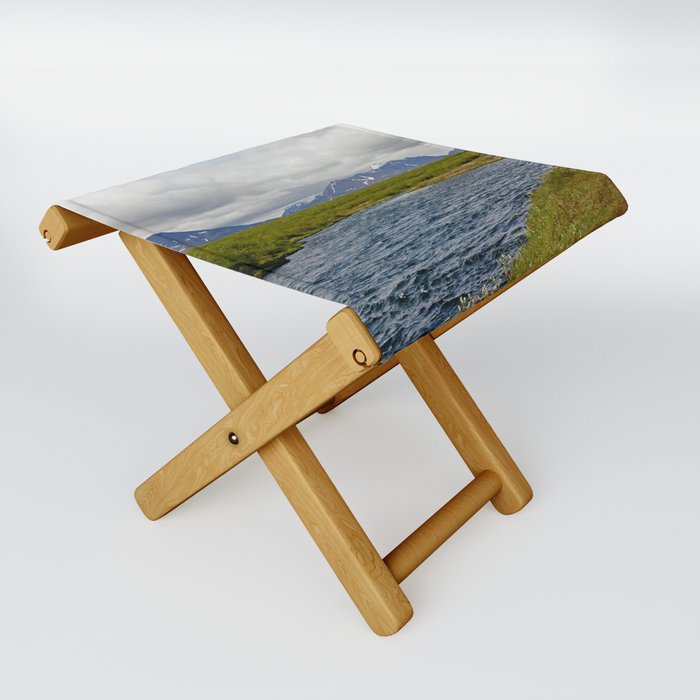 Bruarfoss in Iceland | Snowy mountains, cold waters and meadows Folding Stool