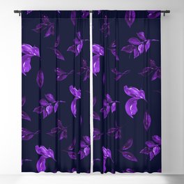 Dark purple violet leaves moody pattern Blackout Curtain