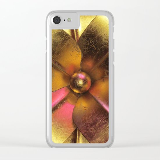Gold Flower Clear iPhone Case