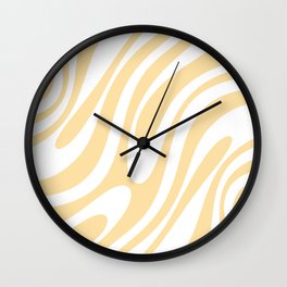 Wavy Loops Retro Abstract Pattern Buttercream Yellow and White Wall Clock