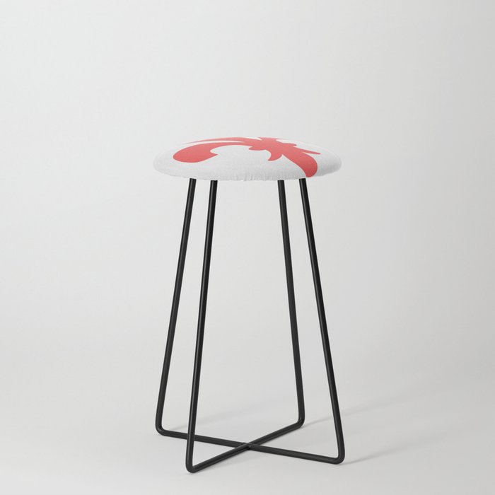 Fleur de Lis (Salmon & White) Counter Stool