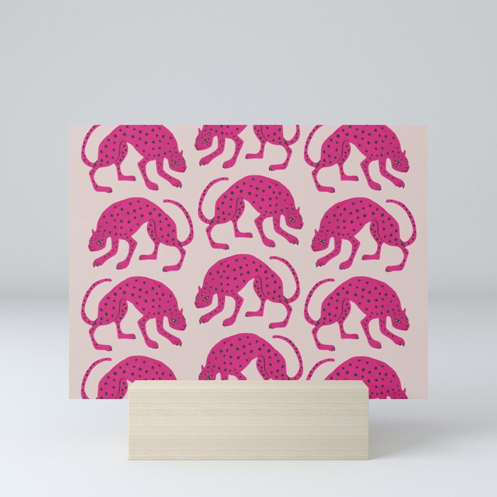 Wild Cats - Pink Mini Art Print
